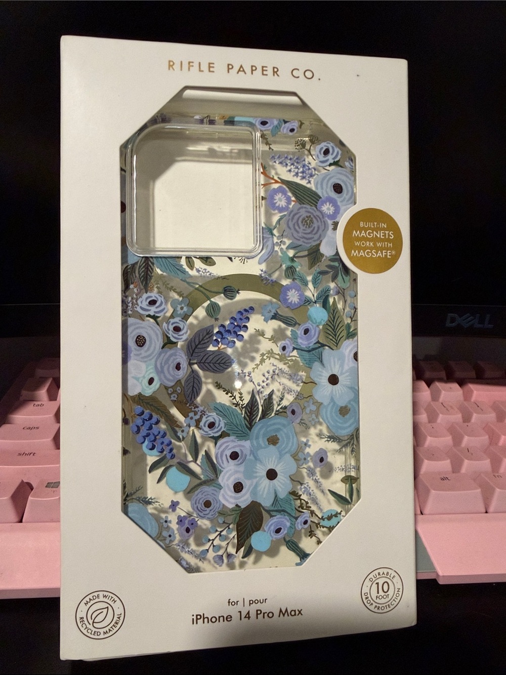 Rifle Paper Co. Blue Floral iPhone 14 Pro Max Case with Gold Accents